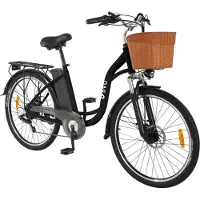 Electric Ride DYU C6 Vuxen Elcykel 26 Tum Vägdäck 350W Motor 36V12.5AH Batteri Retro Motorcykel Urban Utomhus E-cykel svart