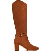 Ralph Lauren för kvinnor. 802967843002 Kellie höga stövlar i mocka med brun klack (37), Hud, 5 till 8 cm, Zip, Casual