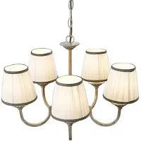 LINDBY Ljuskrona Lumiel , dimbar, Brun / mässing, Vardagsrum / matsal, Textil / tyger / siden, Lantlig / rustik, Ljuskronor