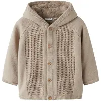 Name it Cardigan m. Foder - Stickad - NbnOlly - Islands fossil - - 74 - Cardigan