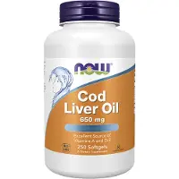 Now Supplements Torskleverolja 650 mg Utmrkt klla till vitamin A och D-3 250 Softgels