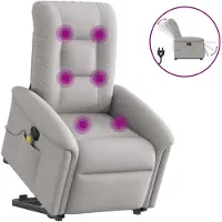 vidaXL Elektrisk massagefåtölj med uppresningshjälp molngrå tyg