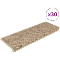 vidaXL Trappmattor självhäftande sisal-look 30 st 65x21x4 cm sand