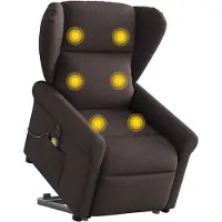 vidaXL Elektrisk massagefåtölj med uppresningshjälp mörkbrun tyg
