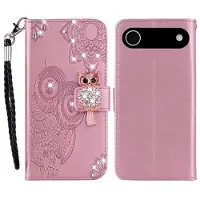 Mtp Products iPhone Air Plånboksfodral med uggla och strass - Roséguld