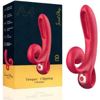 Sweet Play - rabbitvibrator med klitorisstimulans - silikon röd