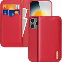 DUX iPhone 17 Pro Hivo Läder Plånboksfodral - Röd