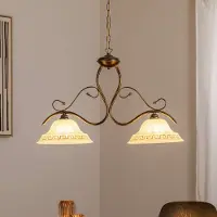 ONLI Glas pendellampa BILIARDO GIORGIO , dimbar, Brun / mässing, Vardagsrum / matsal, Glas, Lantlig / rustik, Pendellampa