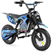 IScooter A14 Elektrisk barnmotorcykel 36V5.2Ah Batteri 500W Motor 14 Tums Däck Med Främre Och Bakre Dubbel Stötdämpning blå