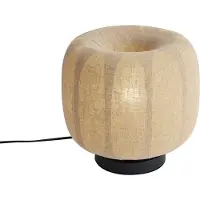 QAZQA Smart bordslampa svart med beige linneskärm 28 cm inkl. Wifi A60 - Nami