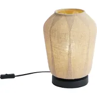 QAZQA Japandi Bordslampa Svart med Beige Linnéskärm 21,5cm - Nami
