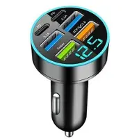Mtp Products 100W 6-portars snabbladdare för bil PD/QC3.0 - 2x USB-C, 4x USB-A - Svart