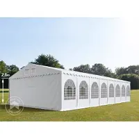 TOOLPORT XXL 8x24 m partytält - 2,6 m sidohöjd, med bottenram, PVC 800, vit