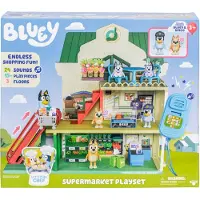 Bluey och Bingo Supermarket Lekset med rulltrappa Ltsaslek Leksaker fr smbarn Ljud och 15 delar Grocery Store Lekset
