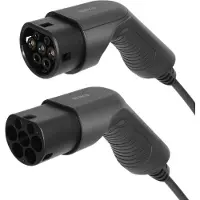 Deltaco e-Charge spiralladdkabel för elbil typ 2-kontakt - 16A - Upp till 11 kW - 3-5 meter