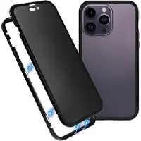 Mtp Products iPhone 16 Pro Magnetiskt Skal med Härdat Glas - Privacy - Svart