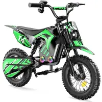 IScooter A14 Elektrisk barnmotorcykel 36V5.2Ah Batteri 500W Motor 14 Tums Däck Med Främre Och Bakre Dubbel Stötdämpning grön