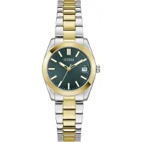 GUESS Analog klocka 'Alice' guld / mörkgrön / silver