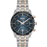BOSS TOURMASTER Blue-dial watch with two-tone bracelet