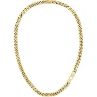 BOSS Gold-tone curb-chain necklace with logo link