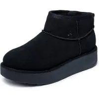 SKECHERS Keep Cozy Läder Kvinnor Svarta Vinter Ankelstövlar