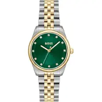 BOSS Green-dial watch with two-tone bracelet
