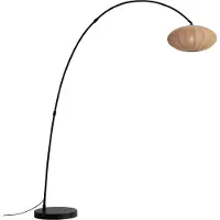 QAZQA Japandi Båg Golvlampa Svart med Brun Skärm - Bida