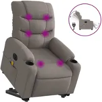 vidaXL Uppresningsfåtölj med Massage, Elektrisk, Fällbar, Färg Taupe