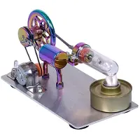 TOMTOP JMS Varmluft Stirlingmotor Motormodell Elgeneratormotor med LED-lampa Sexuddig stjärna flerfärgad