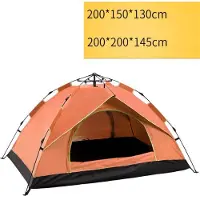 WTEMPO 3-4 personer helt utomhus automatiskt snabböppnat tält Vattentätt tält campingfamilj utomhus lättvikts omedelbar installationstält 200*150*130CM orange