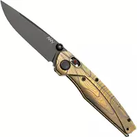 Acta Non Verba ANV A100 BB, A100-035 Black DLC Elmax, Custom Anodized Titanium, pocket knife
