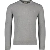 Gant för män. 8030561 Classic Cotton Crewneck Pullover Grå (5XL), Casual, Bomull