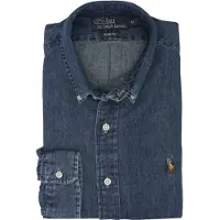Ralph Lauren Skjorta blå denim / konjak / vit