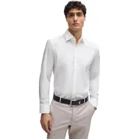 BOSS Slim-fit shirt in easy-iron stretch-cotton poplin
