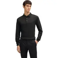 BOSS Long-sleeved polo shirt in interlock cotton with logo