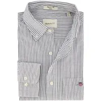 Gant för män. 3000230 Oxfordskjorta i normal passform med blå fina ränder (XL), Casual, Bomull, Klassisk, Lång ärm
