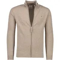 Gant för män. 87214 Cardigan i mycket fin fårull med brun dragkedja (4XL), Casual, Bomull