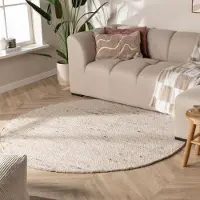 NATURL. Rund ullmatta | Feline vit/melerad hos Volero | Ø 230 cm | Ull | Blandat | Rund | Plattvävd