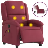 vidaXL Elektrisk massagefåtölj vinröd tyg
