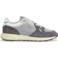 Pepe Jeans för män. PMS600001 Marlon Vibe läder sneakers grå (44), Hud, Karta, Nyckelband, Casual