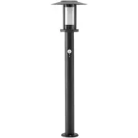 LINDBY Gregory LED-vägglampa, 76cm, sensor, mörkgrå, IP44, Svart, Rostfritt stål, Modern