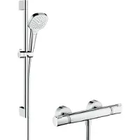 Hansgrohe Croma Select E duschsystem för fristående Vario med Ecostat Comfort termostat och 65 cm duschstång