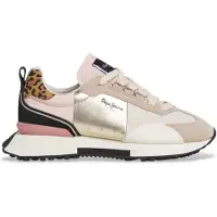 Pepe Jeans för kvinnor. PLS600005 Archer Wilder läder sneakers beige (41), Hud, Karta, Nyckelband, Casual