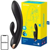 Satisfyer Double Flex - App-styrd vibrator med klitorisklämmor (svart)