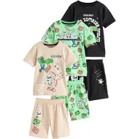 Next Pyjamas 'License Minecraft' beige / mint / svart / vit