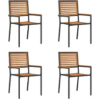vidaXL Trädgårds stapelbara stolar 4 pcs Brun och svart