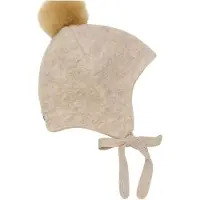 Huttelihut Mössa - Ull - Sand Melerad m. Pom-Pom - - 62/68 - Mössa