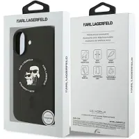 Karl Lagerfeld iPhone 17 Karl and Choupette MagSafe-skal i flytande silikon - Svart