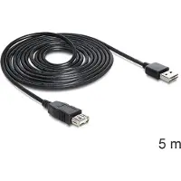 DeLOCK USB-kabel USB 2.0 USB-A kontakt, USB-A uttag 5.00 m Svart Tillämplig kontakt på båda sidor, guldpläterad kontakt, UL-certifierad 83373