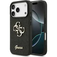 GUESS Fixed Glitter Big 4G-fodral för iPhone 17 Pro - svart